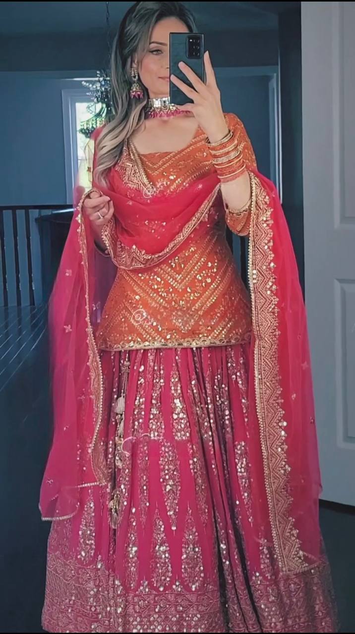 Editorial Tangerine Contrast Lehenga Set